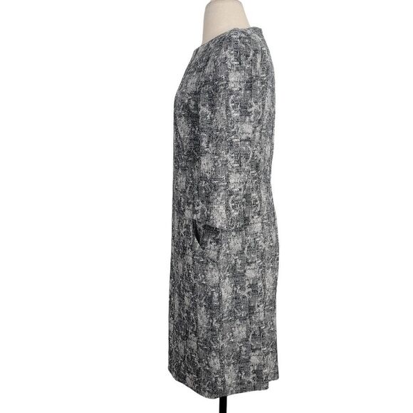 MM Lafleur Etsuko Sheath Dress Sz 10 Crackle Black White Workwear Office Career - Picture 6 of 12